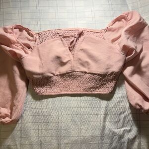 Elegant Pink Smocked Women's Top